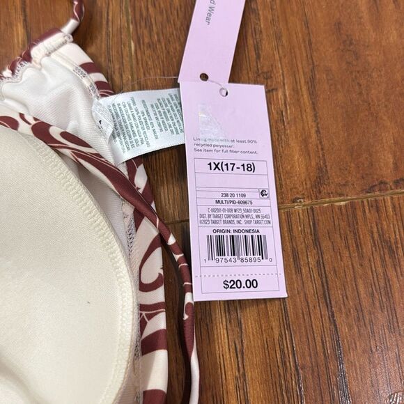 NWT Wild Fable 1X (17-18) Floral Strappy Triangle Center Front Ring Bikini Top - Picture 9 of 9